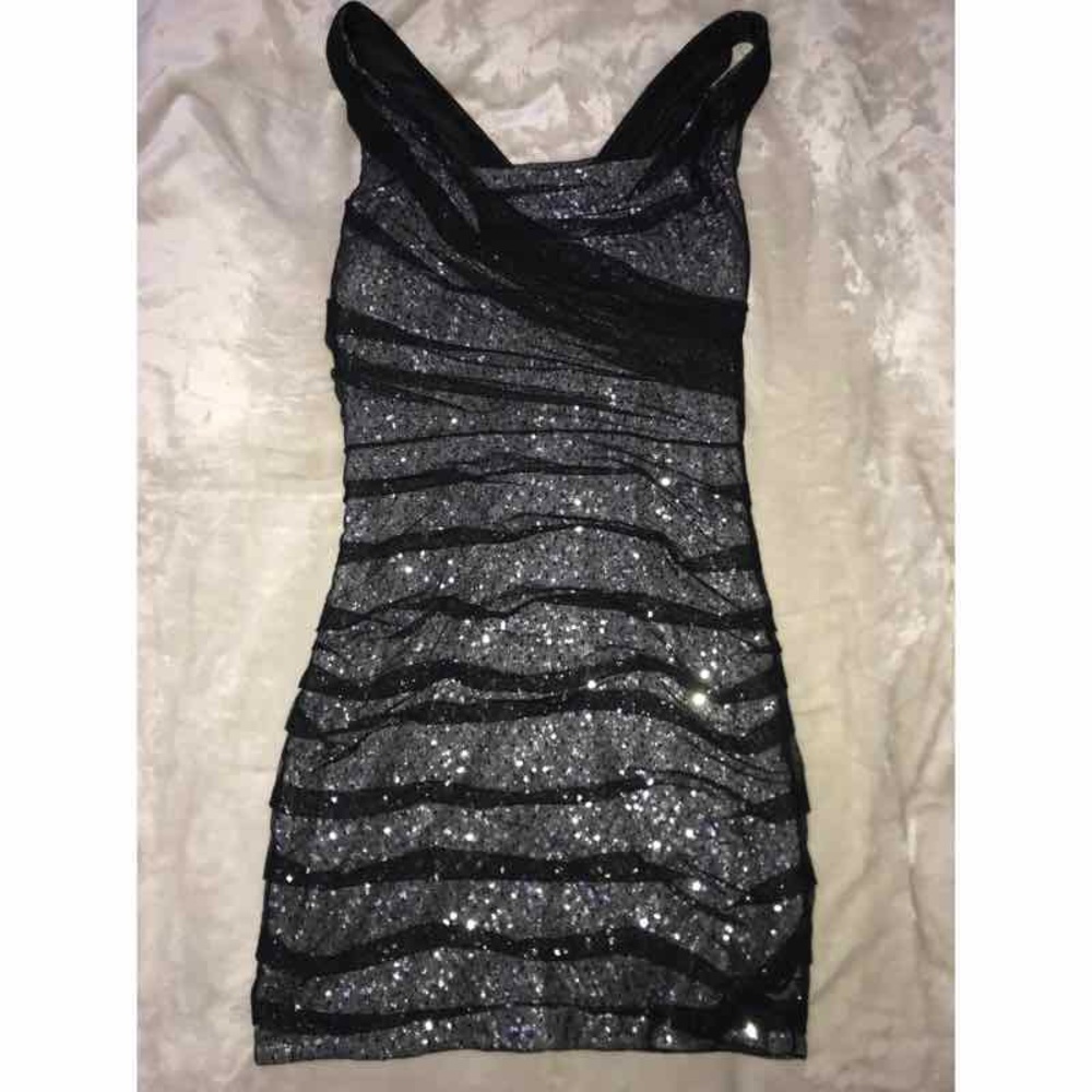 Express Black and Silver Bodycon Dress